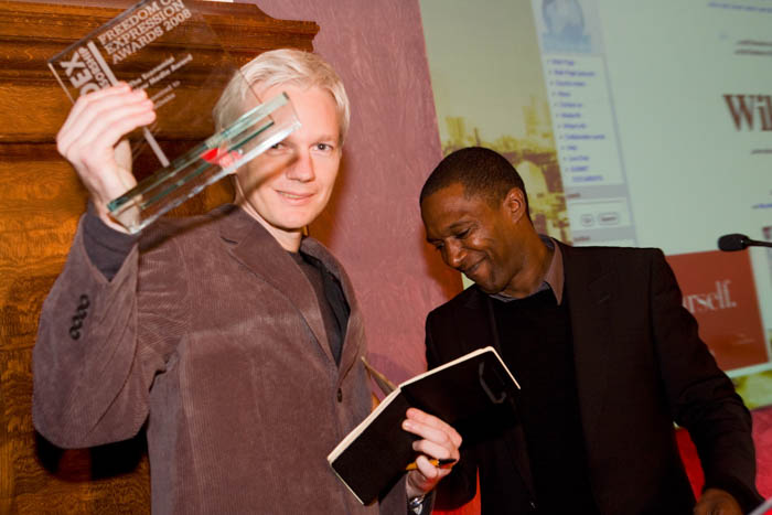Assange with 2008 Index on Censorship award